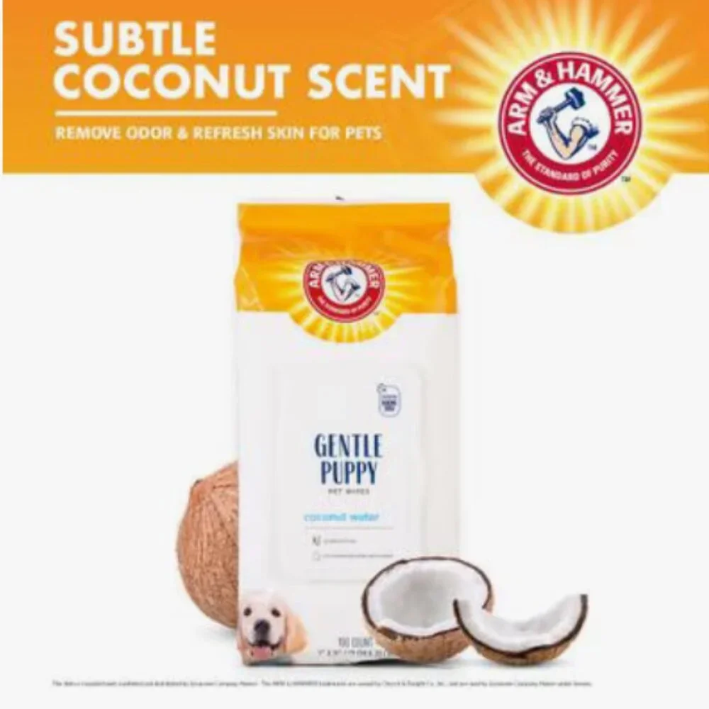 New & Unopened Package oArm & Hammer Coconut Water Gentle Puppy Wipes, 100 count